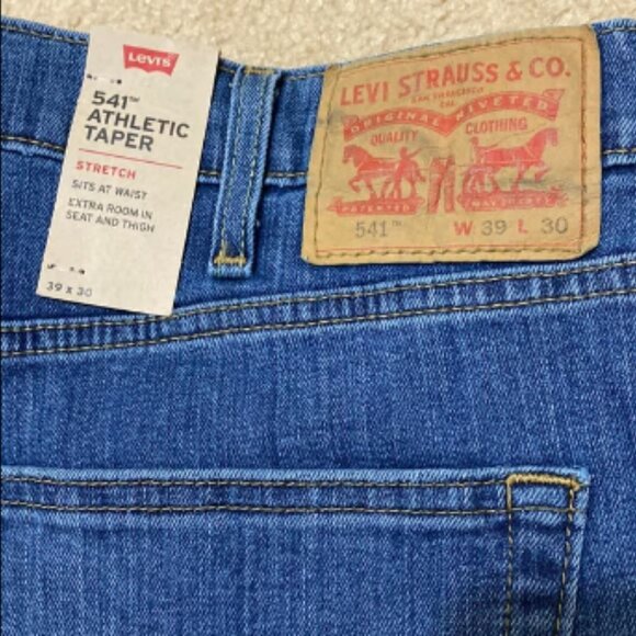 LEVI'S 541 Men’s Athletic Taper Stretch Blue Denim Jeans Size 39x30 - Picture 7 of 8